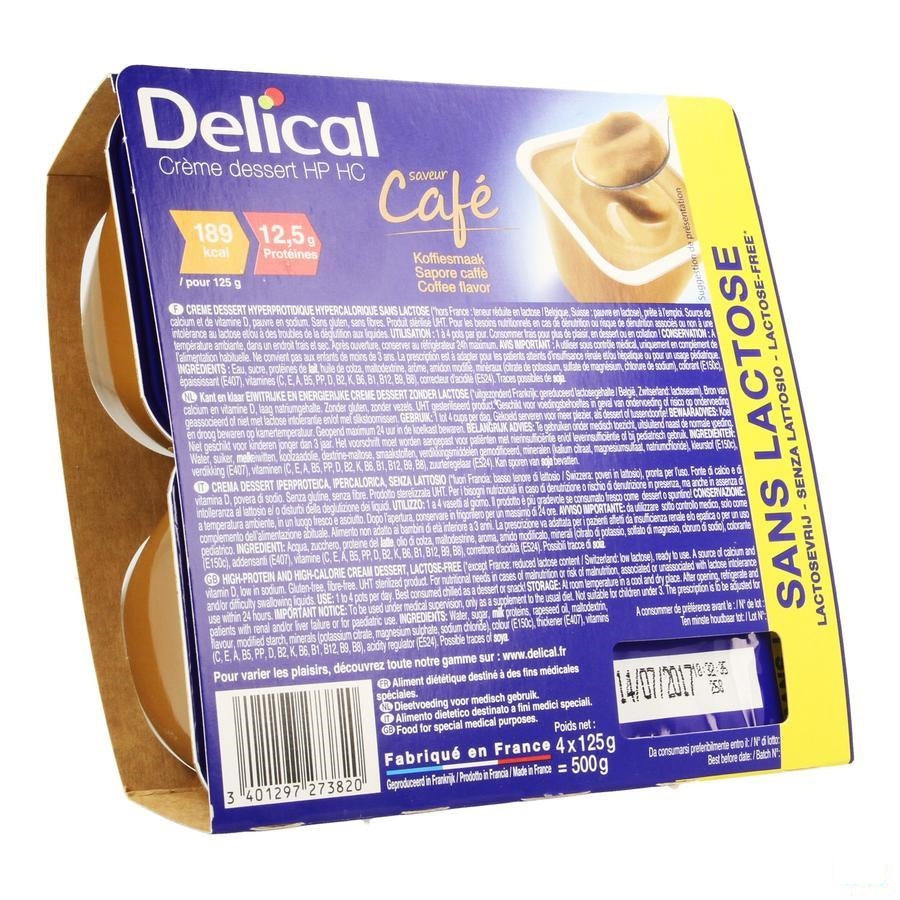 Delical Creme Dessert Hp-hc Z/lact.koffie 4x125g