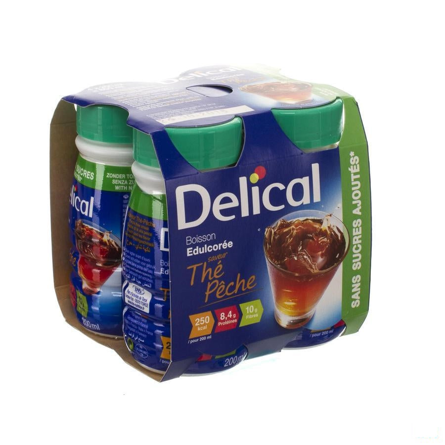 Delical Melkdrank Z/suiker Thee-perzik 4x200ml