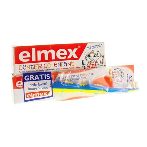 Elmex Tandp Kind Tube 2x50ml + Tandenb 0-3jaar